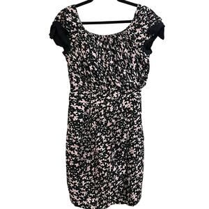 MILLY Bergdorf Goodman Silk Pink Black Bow Sleeve Dress - Sz 4